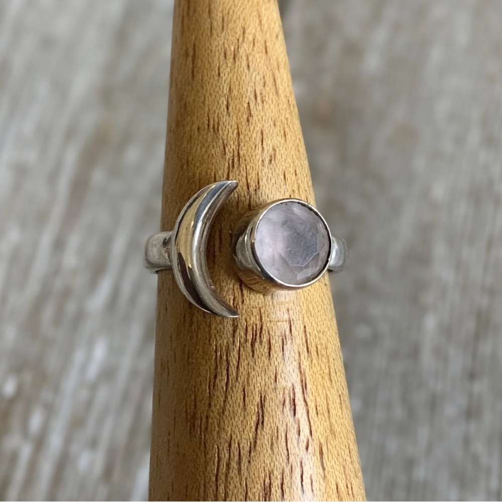 Sterling silver 925 Ring Moon and Sun Rose Quartz